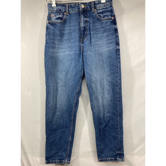 Zara Denim - Zara Womens Mid Rise Straight Leg Front Seam Medium Wash Jeans Blue Size 6 US
